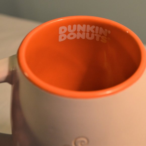 Dunkin' Donuts 14oz engraved cream and orange stoneware mug 14oz 2012 like new - Picture 5 of 6